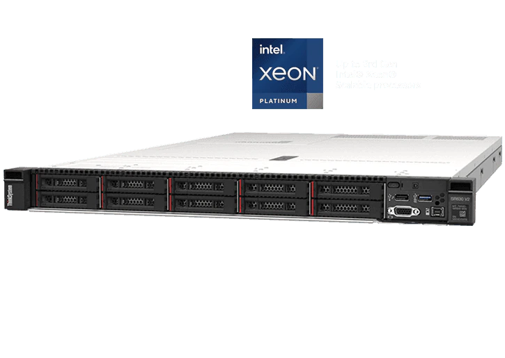 Сервер Lenovo SR630 V2 Xeon Silver 4314 (16C 2.4GHz 24MB Cache/135W), 32GB  (1x32GB, 3200MHz 2Rx4 RDIMM), 8 SAS/SATA, 9350-8i, 1x750W Platinum, 6 Stan