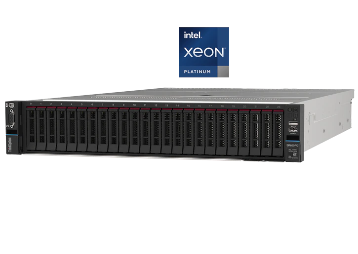 Сервер Lenovo SR650 V3 Xeon Gold 5415+ (8C 2.9GHz 22.5MB Cache/150W), 64 GB (1x64GB, 4800MHz 2Rx4 DDR5 RDIMM), No Backplane, No RAID, 1x1100W Titanium